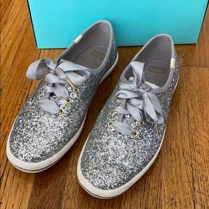 Kate spade keds silver glitter
